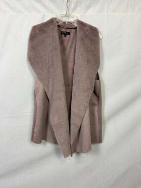NWT Twelfth Love Women's Mauve Faux Fur Trim Open Sweater Cardigan Sz 2X